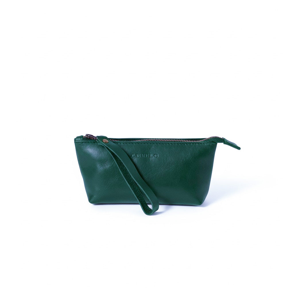 Asher Leather Wristlet - MINOR FLAW Storm Green