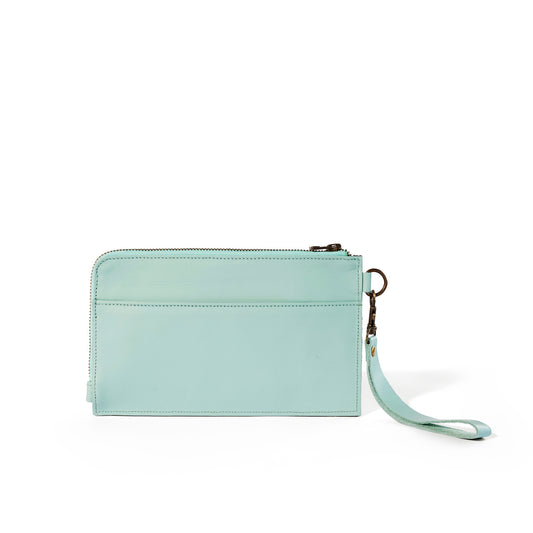 Perry Voyager Leather Travel Wallet - MINOR FLAW Turquoise Mint