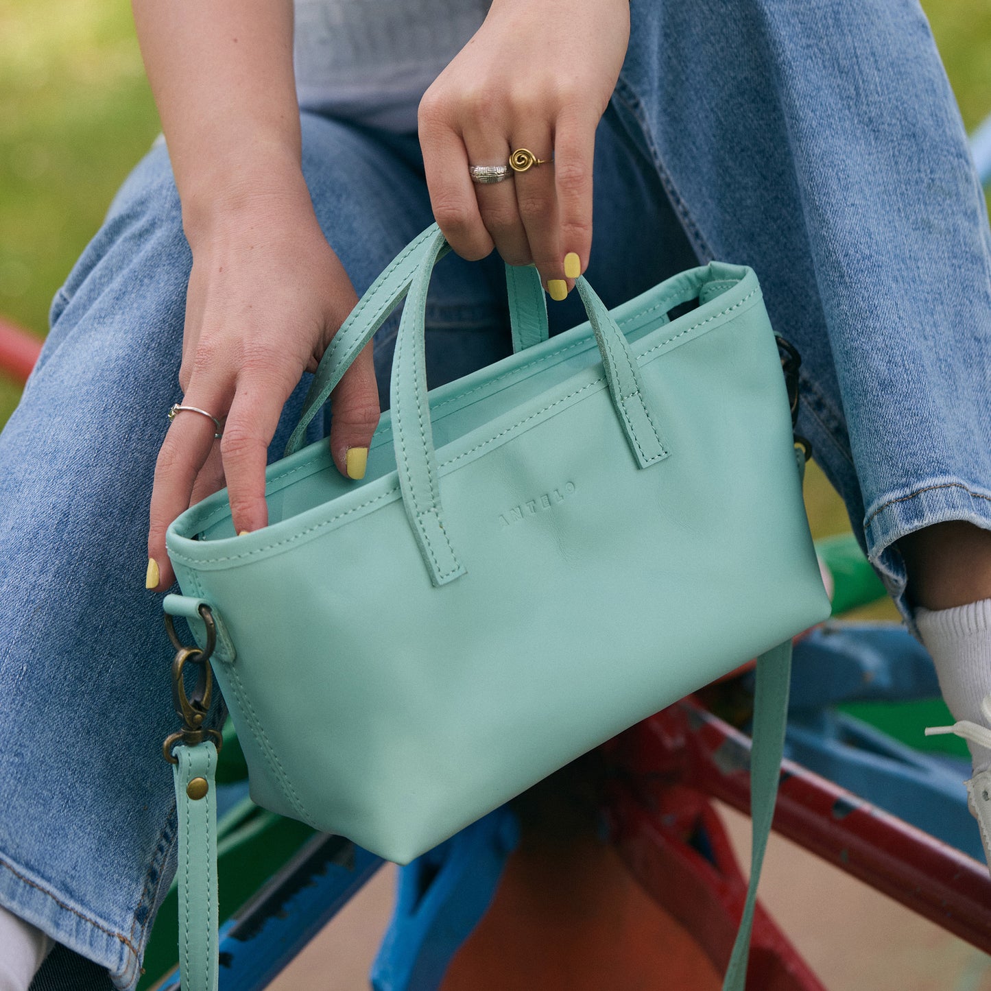 Zeta Mini leather crossbody tote