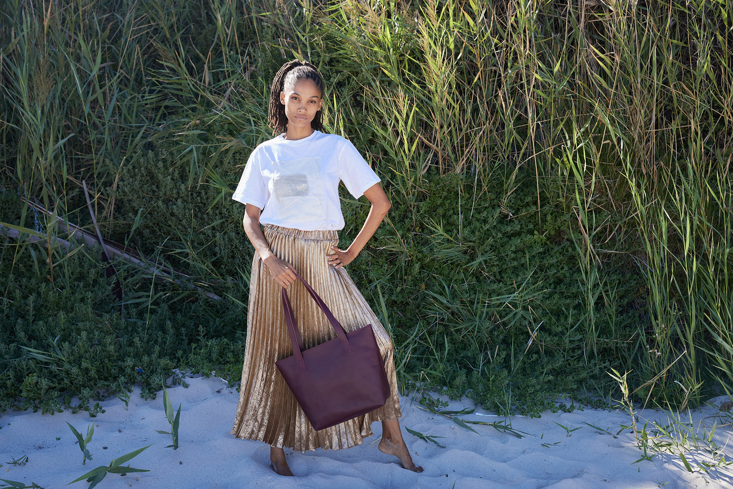 Emmy unlined Leather Tote with Zip