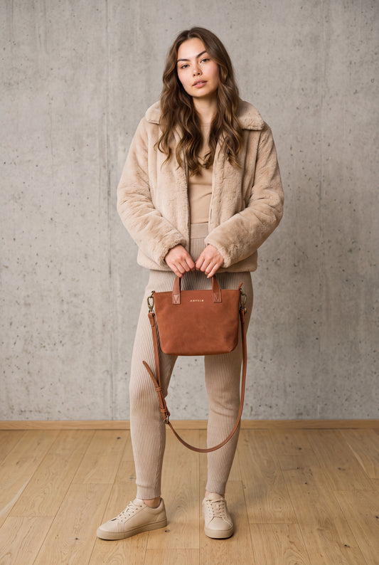 Zazi Petite leather crossbody tote