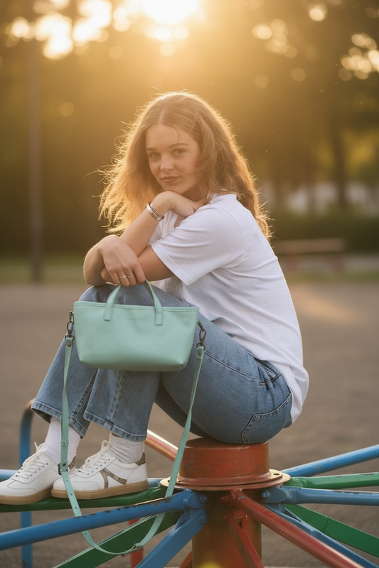 Zeta Mini leather crossbody tote