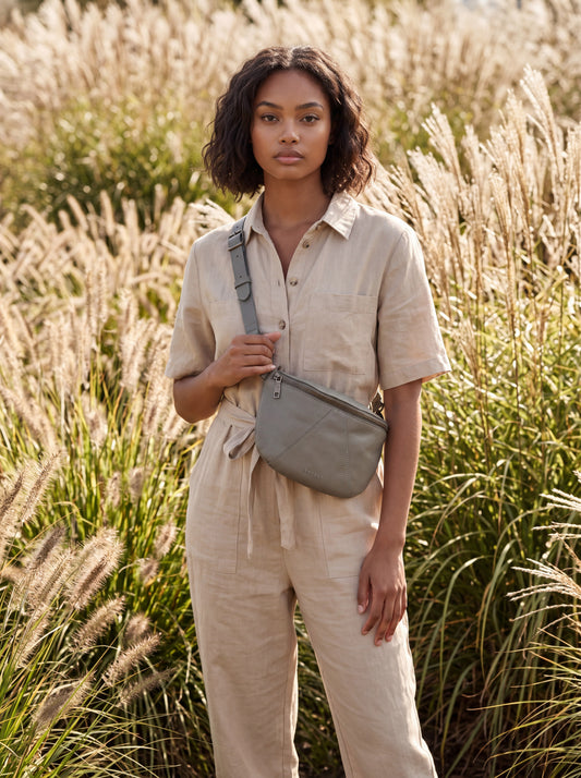 Ruby Classic leather adjustable moon-bag crossbody