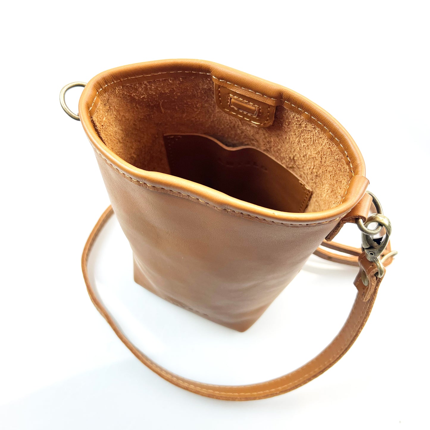 Suede Mini Bucket Leather Phone Crossbody