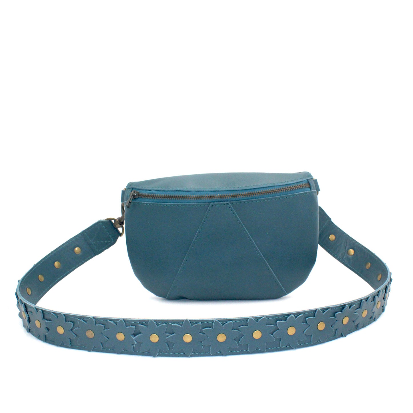 Ruby Elipse leather crossbody with Sunny Bloom Leather Strap - LAST OF KIND