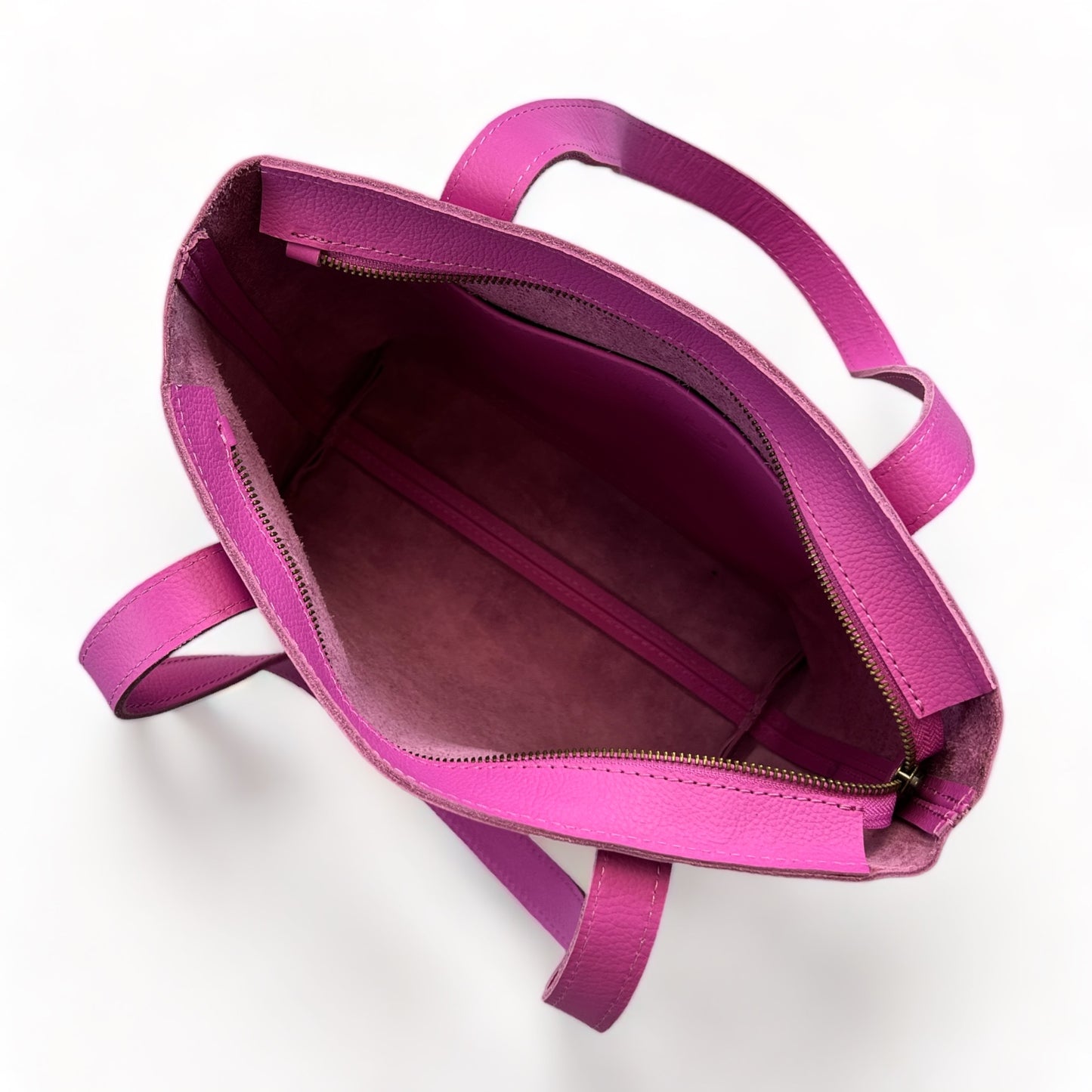 Milly Unlined Midi Leather Tote with Zip