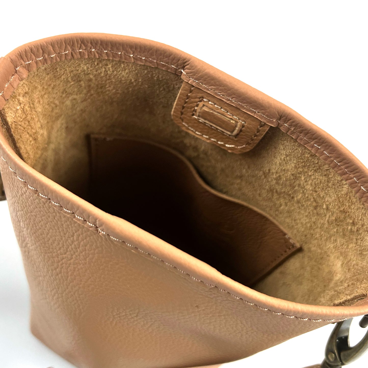 Suede Mini Bucket Leather Phone Crossbody