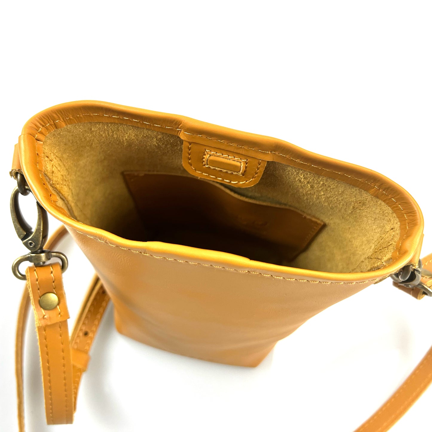 Suede Mini Bucket Leather Phone Crossbody