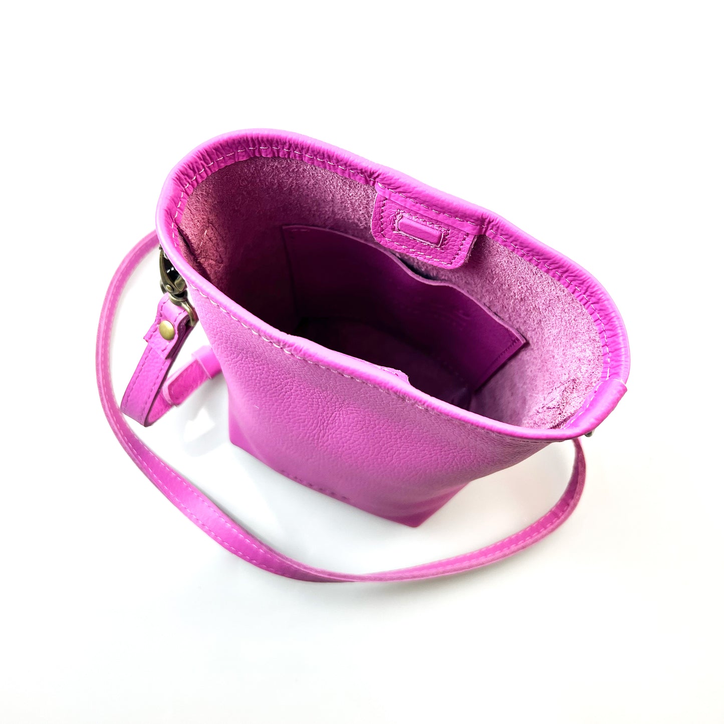 Suede Mini Bucket Leather Phone Crossbody