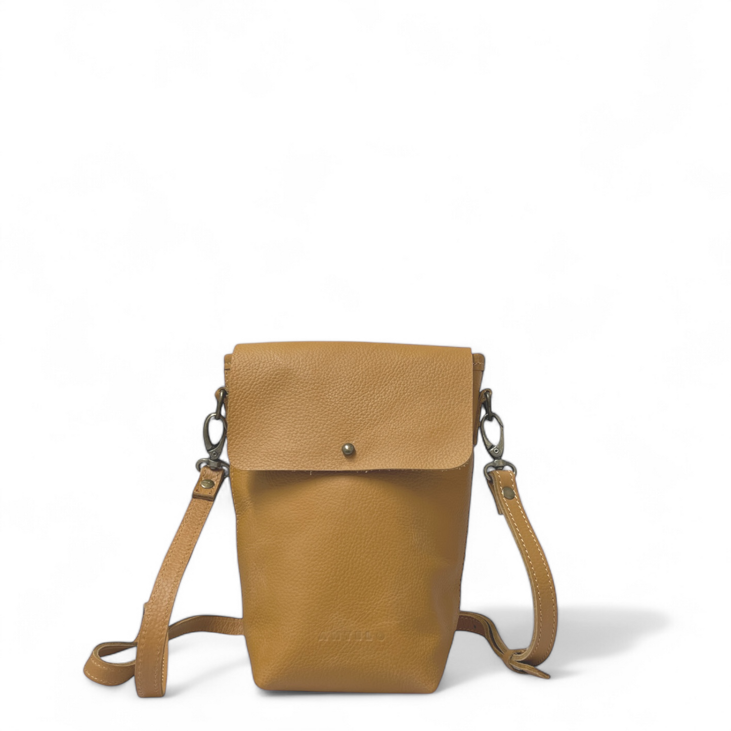 Suede Mini Phone Crossbody with Flap Closure - MINOR FLAW Honey Mustard