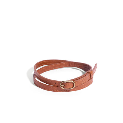 Oval Skinny Sis Leather Boyfriend Jeans Belt - MINOR FLAW