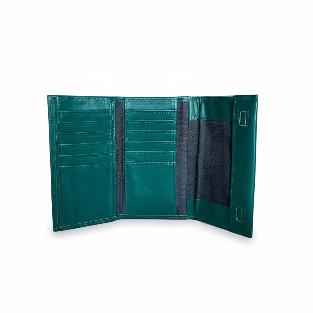 Evie Three-Quarter Leather Trifold Wallet