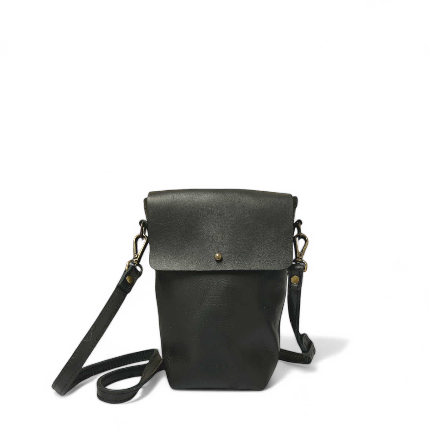 Suede Mini Phone Crossbody with Flap Closure - MINOR FLAW Black