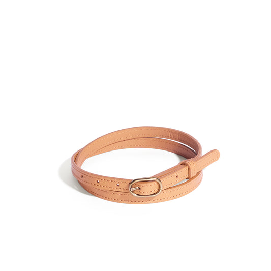 Oval Skinny Sis Leather Boyfriend Jeans Belt - MINOR FLAW