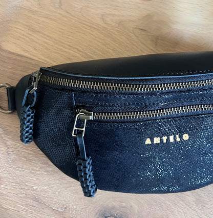 River adjustable leather moon-bag