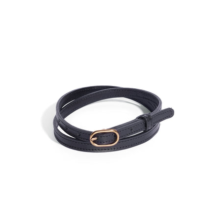 Oval Skinny Sis Leather Boyfriend Jeans Belt - MINOR FLAW
