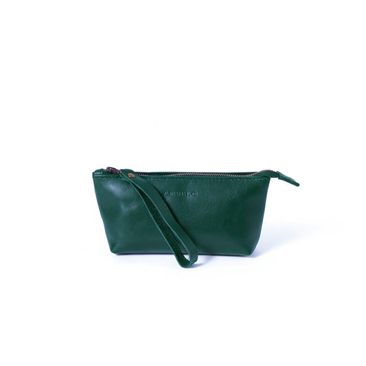 Asher Leather Wristlet - MINOR FLAW Storm Green