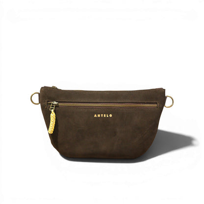 Ayla adjustable half-moon leather crossbody