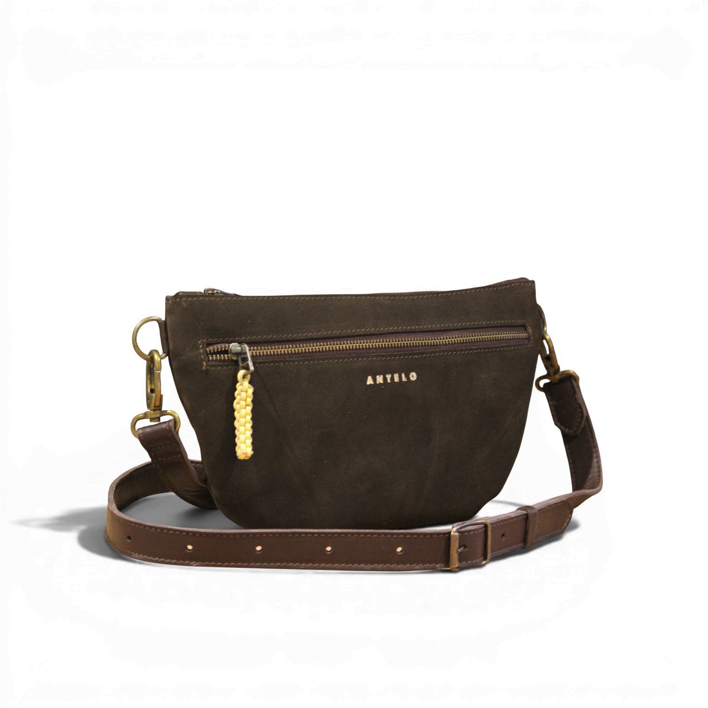 Ayla adjustable half-moon leather crossbody