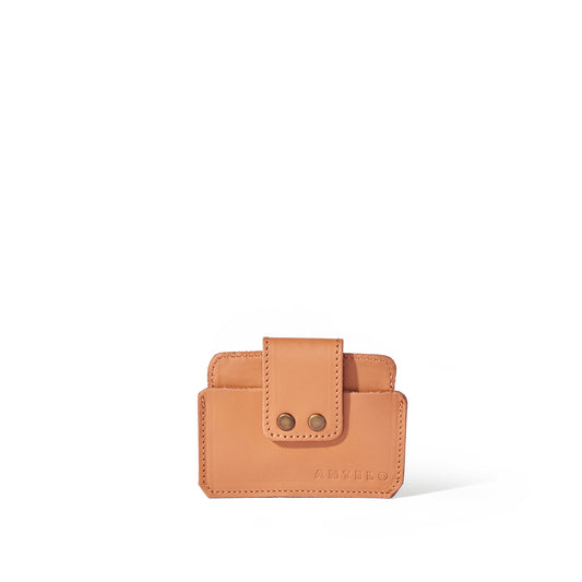 Cole leather card holder - MINOR FLAW Almond Tan