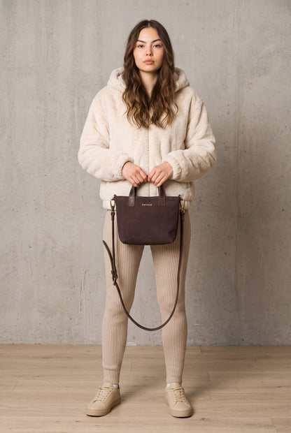 Zazi Petite leather crossbody tote