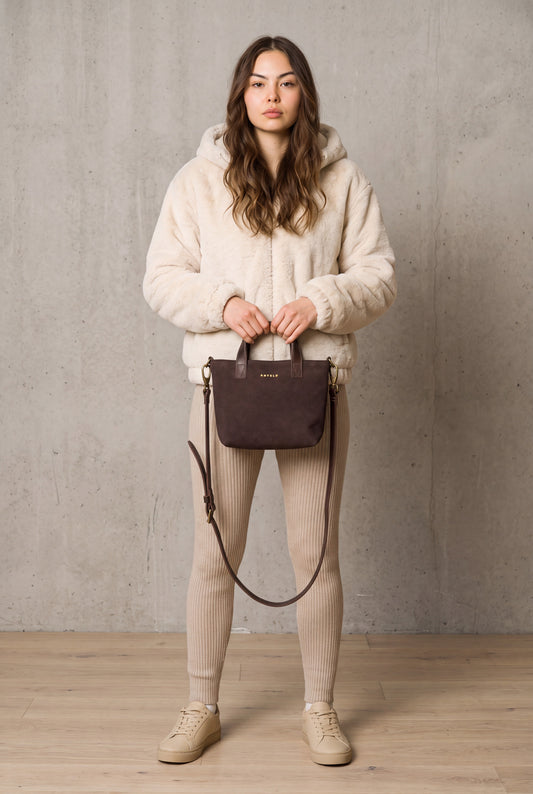 Zazi Petite leather crossbody tote