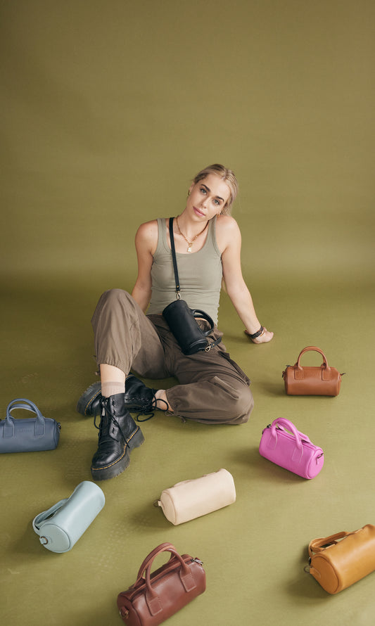 Indo leather mini barrel crossbody - End of Season