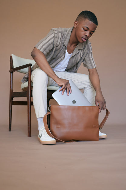Colby 15" Minimalist Leather Laptop Sling - CLEARANCE