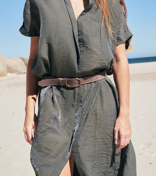 Oval Big Sis Leather Boyfriend Jeans Belt