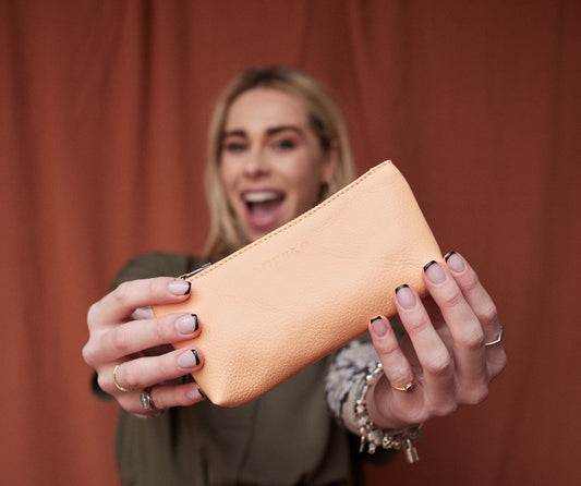 Sofia leather zip pouch - CLEARANCE
