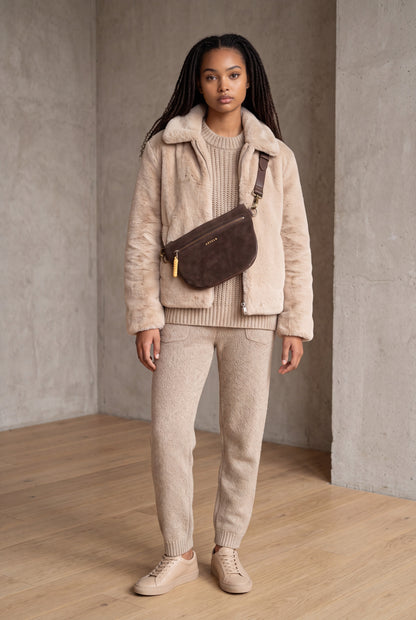 Ayla adjustable half-moon leather crossbody