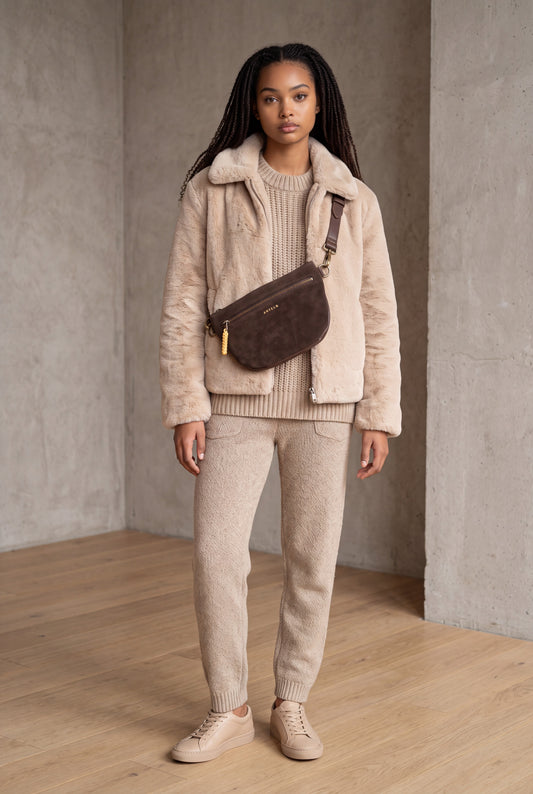 Ayla adjustable half-moon leather crossbody