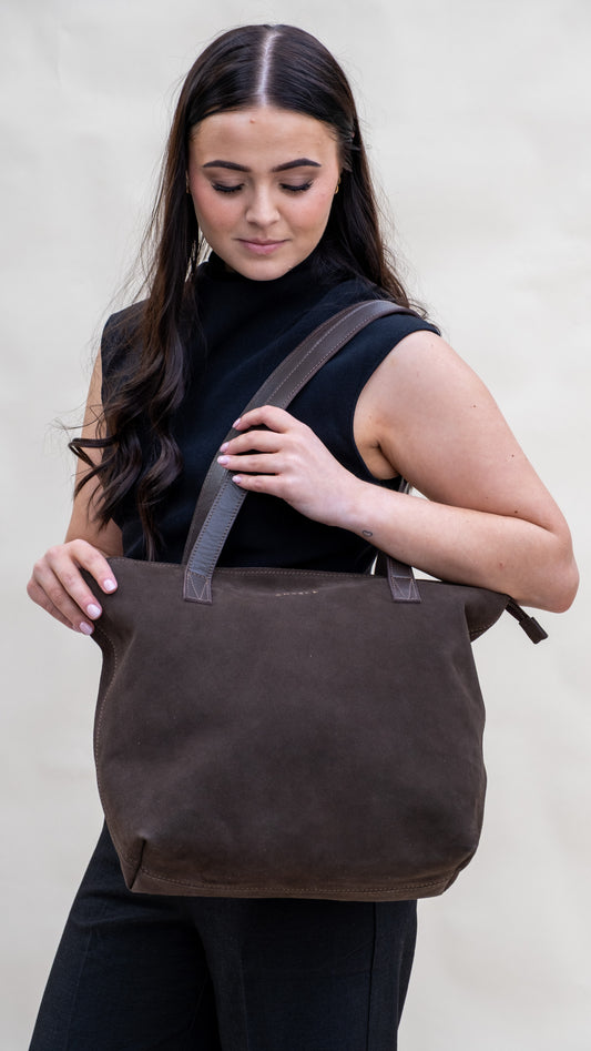 Emmy unlined Leather Tote with Zip