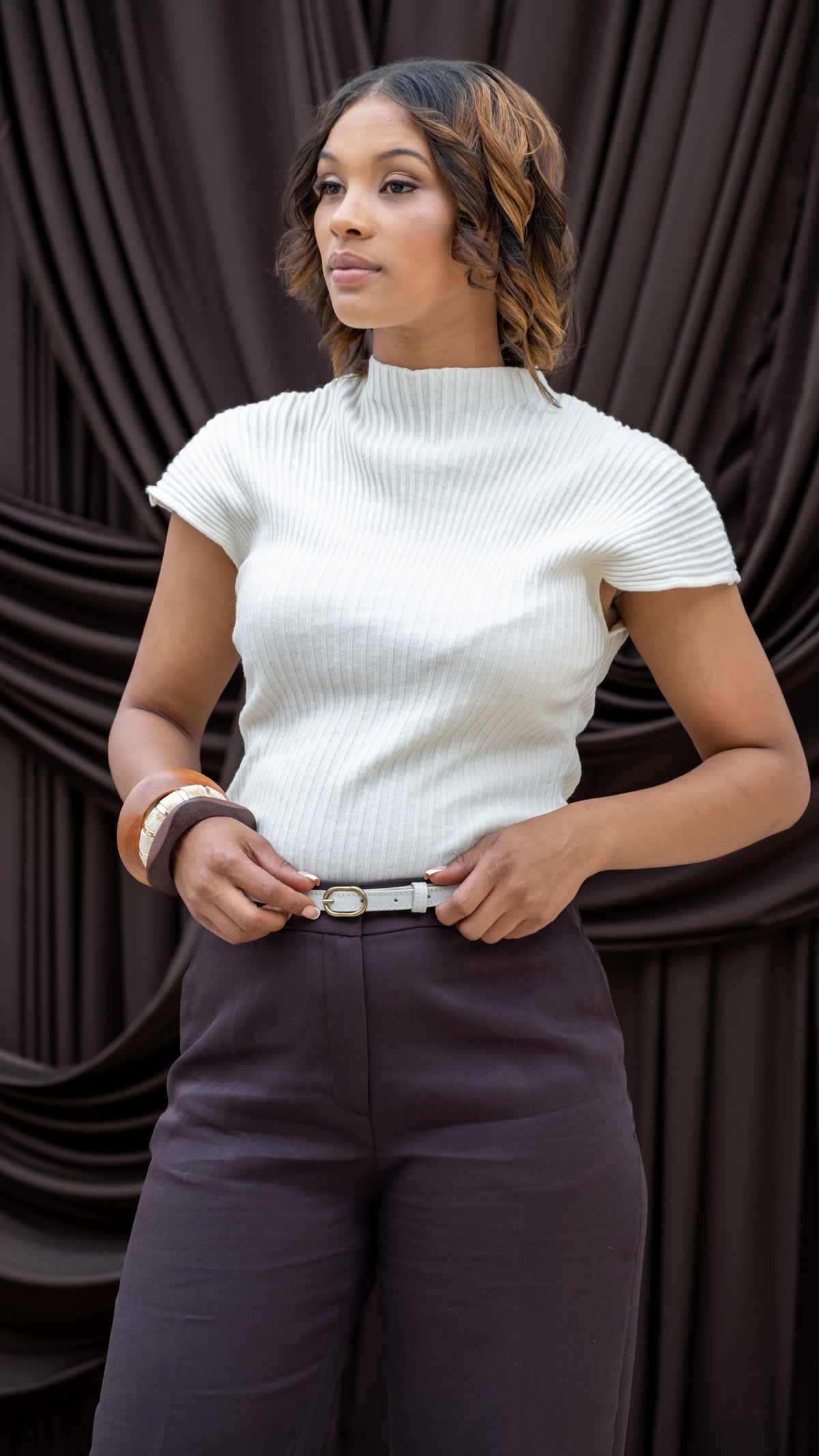Oval Skinny Sis Leather Boyfriend Jeans Belt