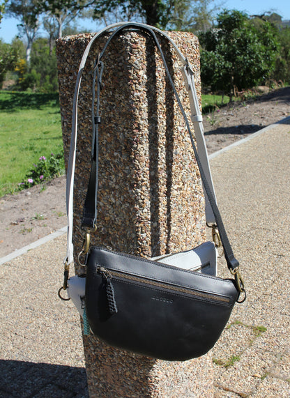 Ayla adjustable half-moon leather crossbody