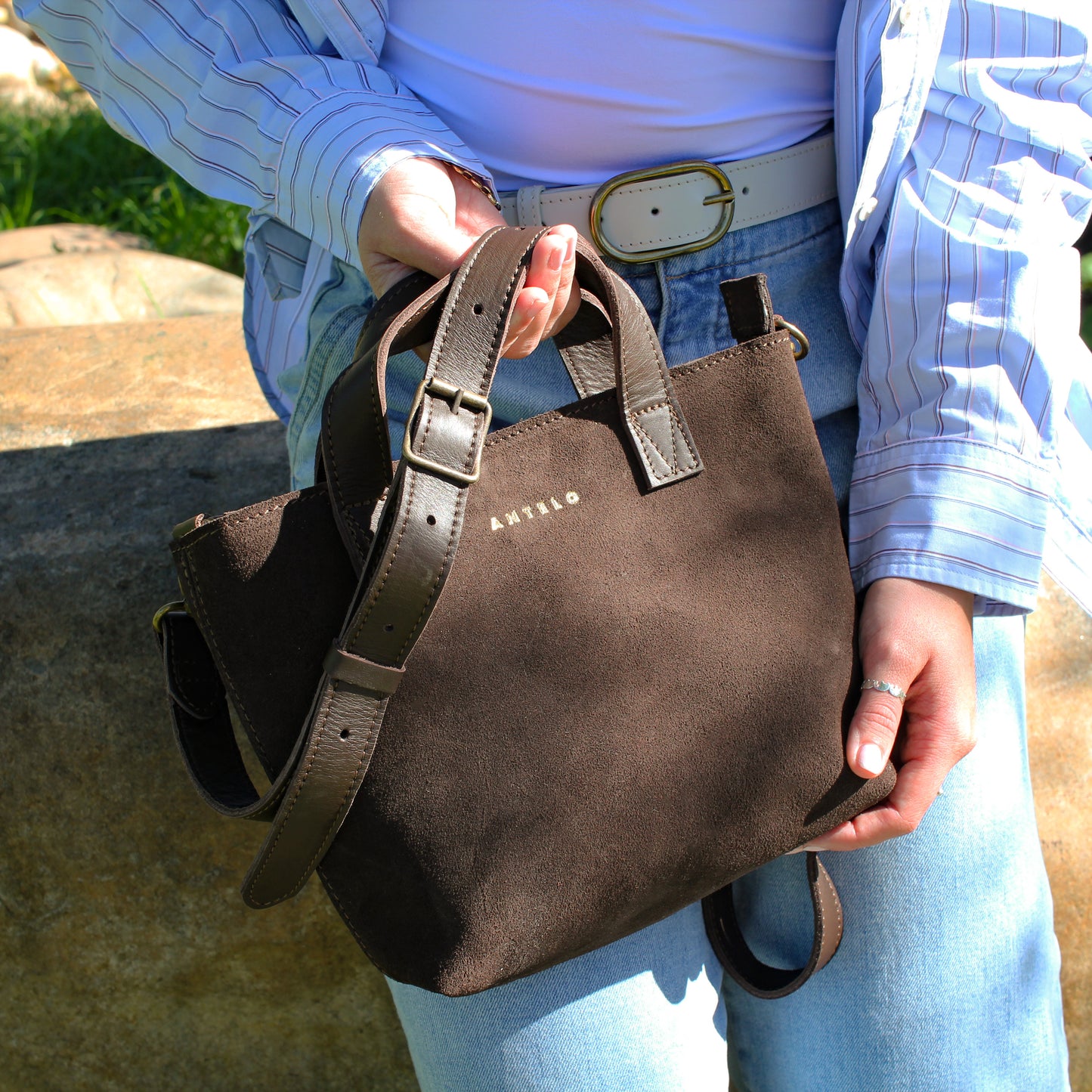 Zazi Petite leather crossbody tote
