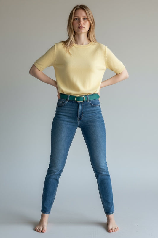 Oval Big Sis Leather Boyfriend Jeans Belt