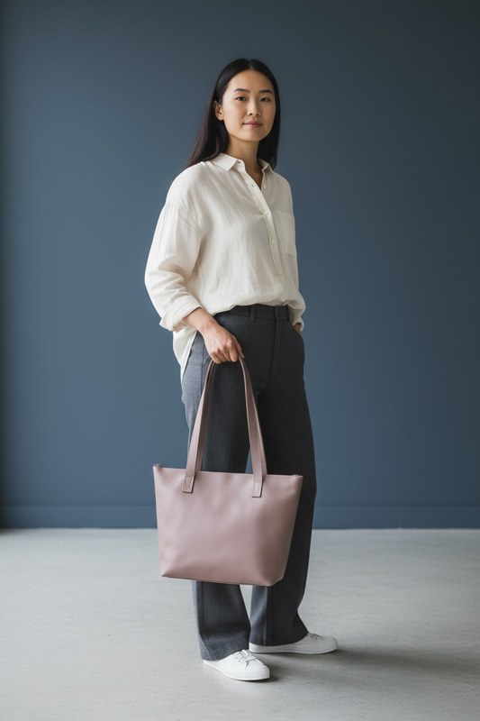 Emmy unlined Leather Tote with Zip - CLEARANCE