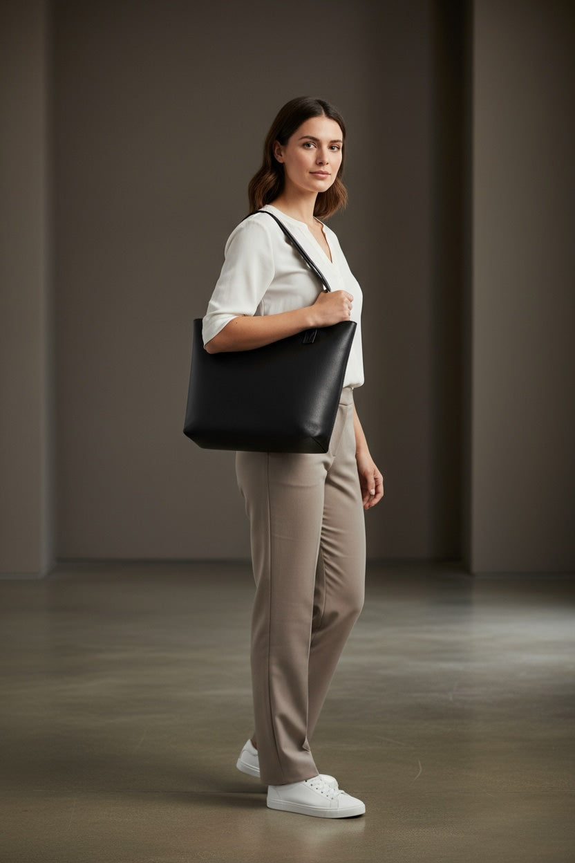 Emmy Leather Tote with Zip | Minimal Everyday Tote | Antelo