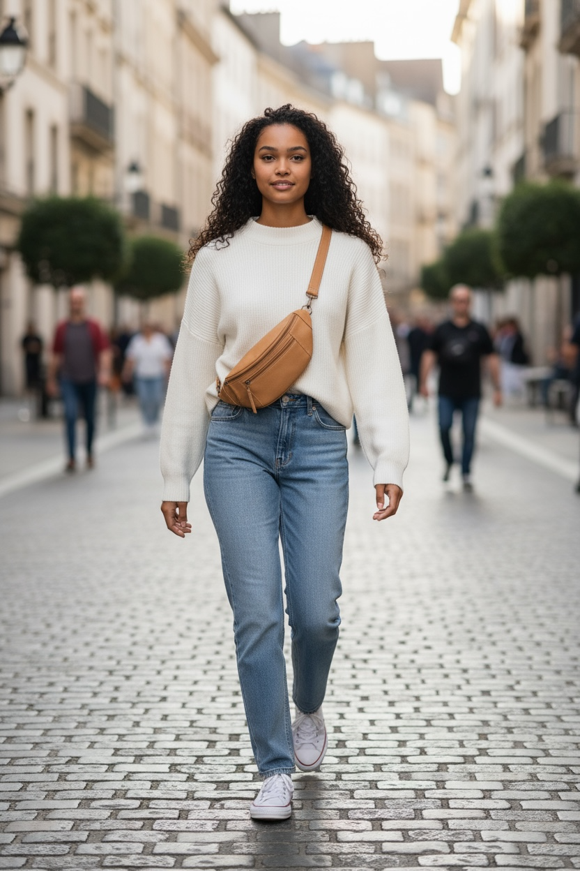 River adjustable leather moon-bag - SALE