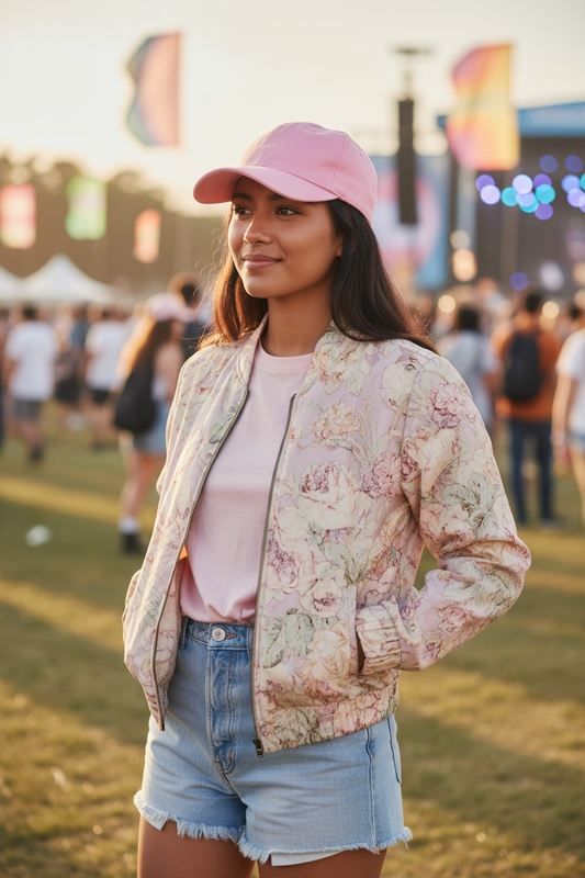 Antique Faded Bloom Bomber Jacket