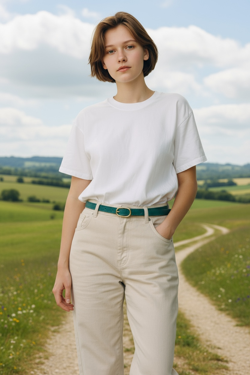 Oval Skinny Sis Leather Boyfriend Jeans Belt