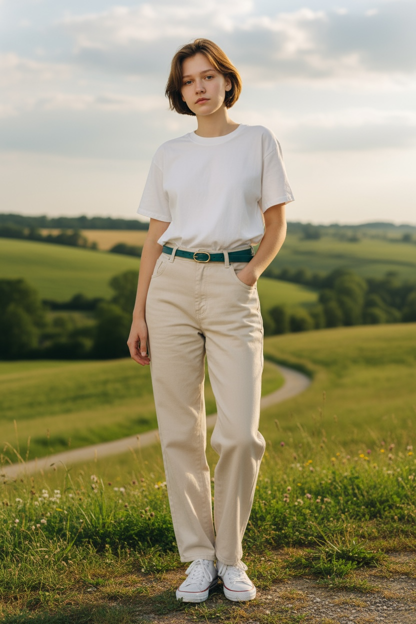 Oval Skinny Sis Leather Boyfriend Jeans Belt