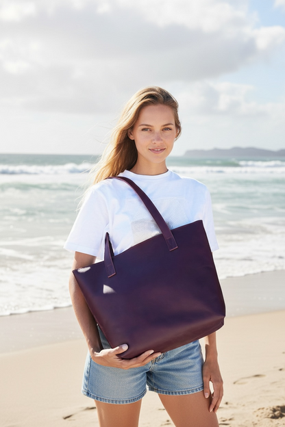 Emmy unlined Leather Tote with Zip - END OF SEASON