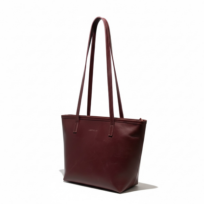 Mezzo Lined Leather Tote with Zip