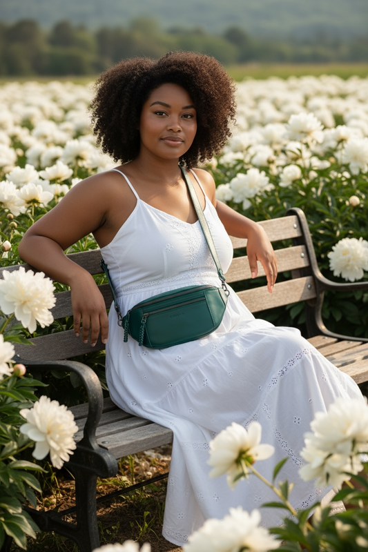 River adjustable leather moon-bag