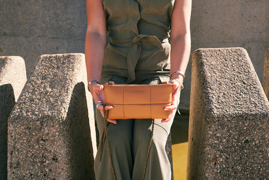 Anouk Checkered Leather Crossbody Clutch