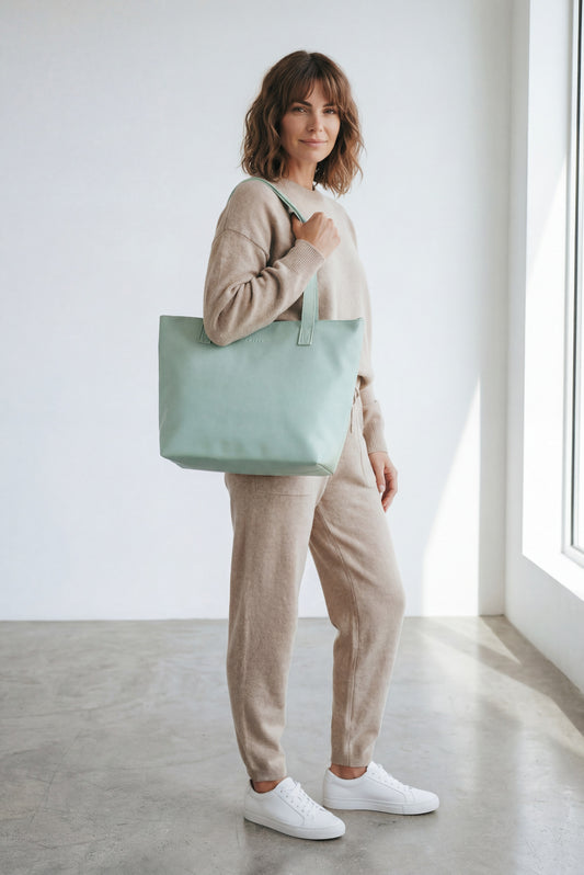 Emmy unlined Leather Tote with Zip - END OF SEASON