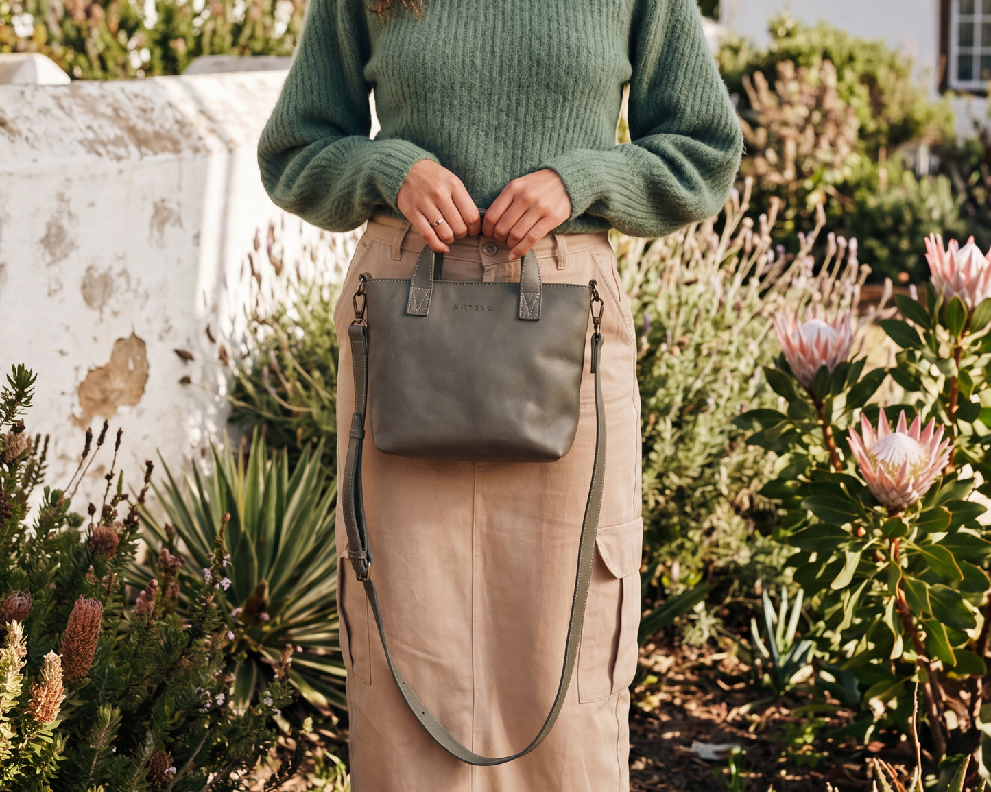 Zazi Petite leather crossbody tote