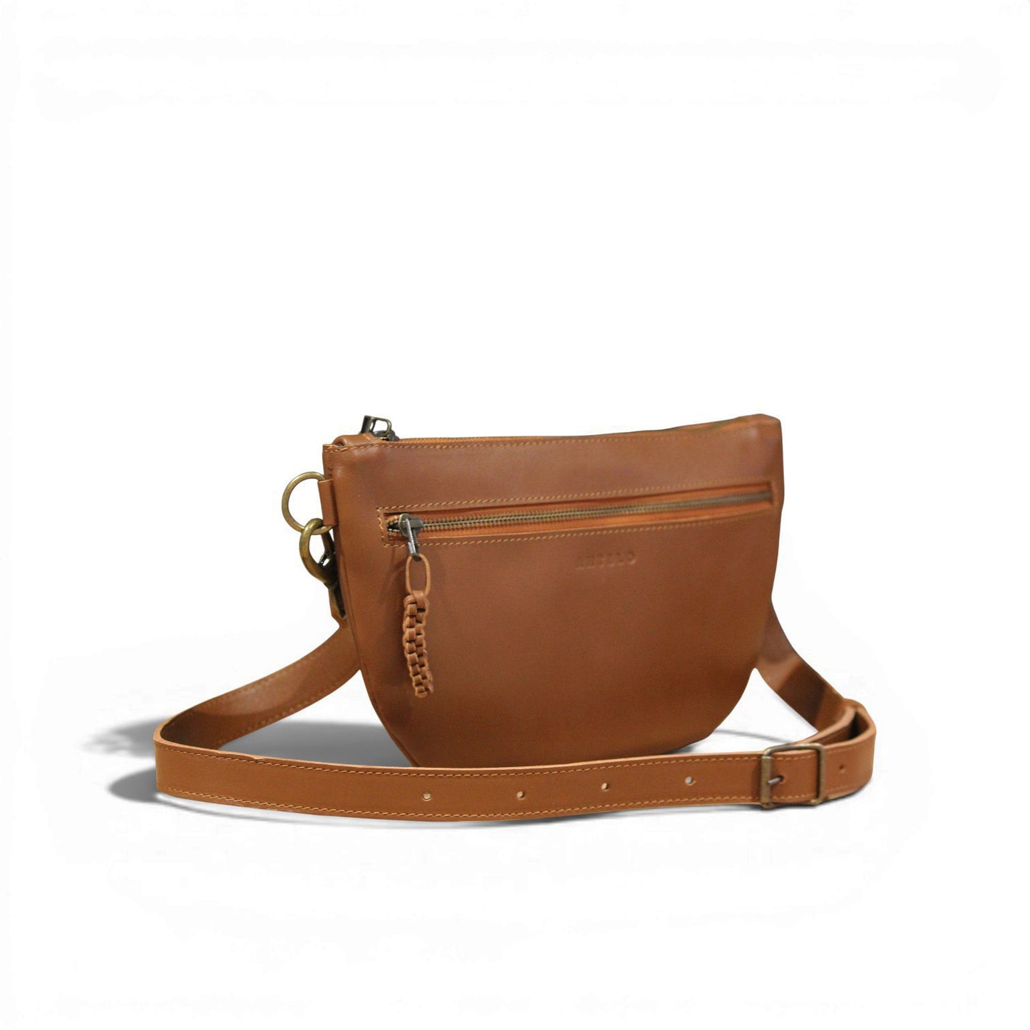 Ayla adjustable half-moon leather crossbody